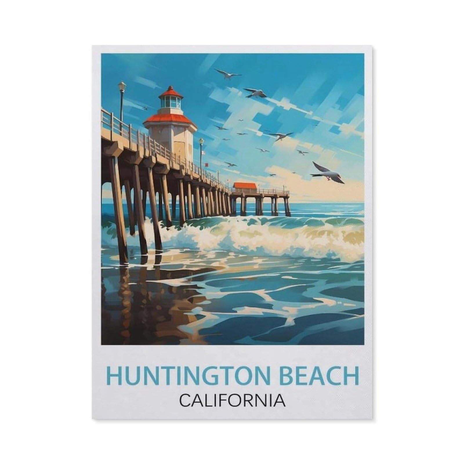 Vintage Metal Tin Sign，Huntington Beach California(20x30cm）