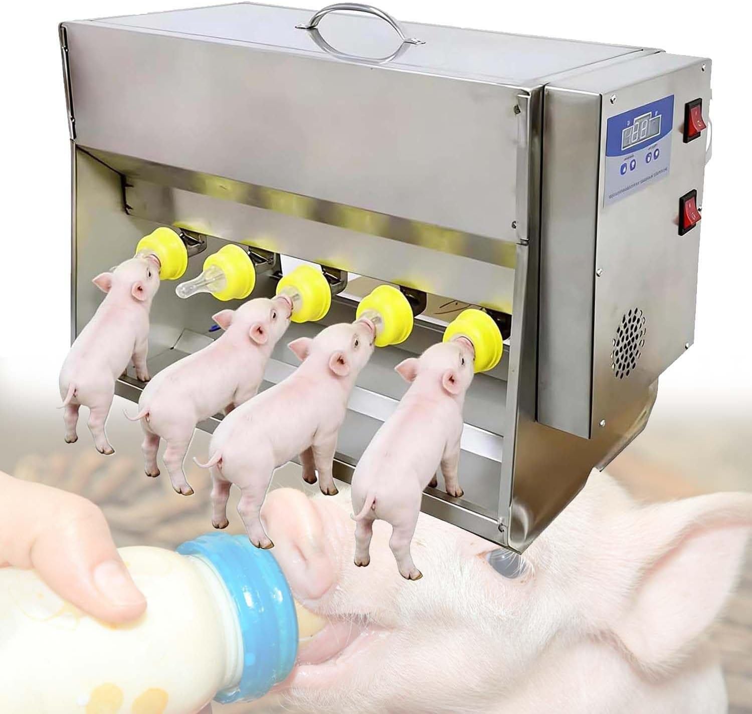 Automatic Double-Sided Fully Automatic Nipple Feeder Piglet Milk Feeders for Multiple Piglets Nipple Silica Gel Piglet Nursing Station 10/14 Teats Piglet Milk Feeder 10bit
