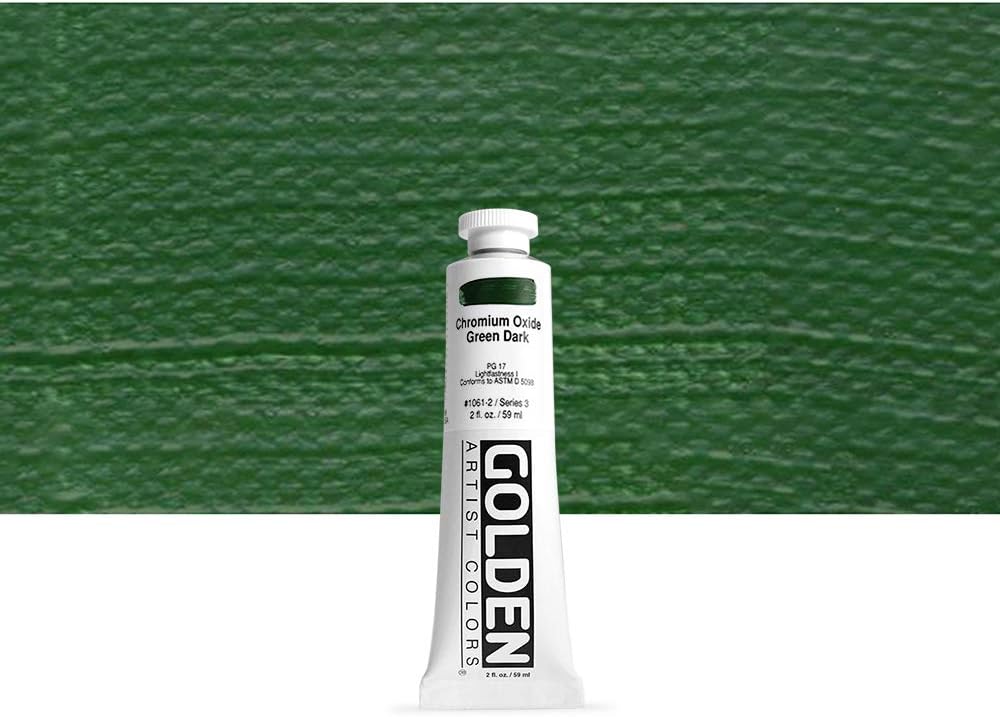 Golden Heavy Body Acrylic 2Oz-Chromium Oxide Green Dark, Dark Green Chromium Oxide, 2 oz