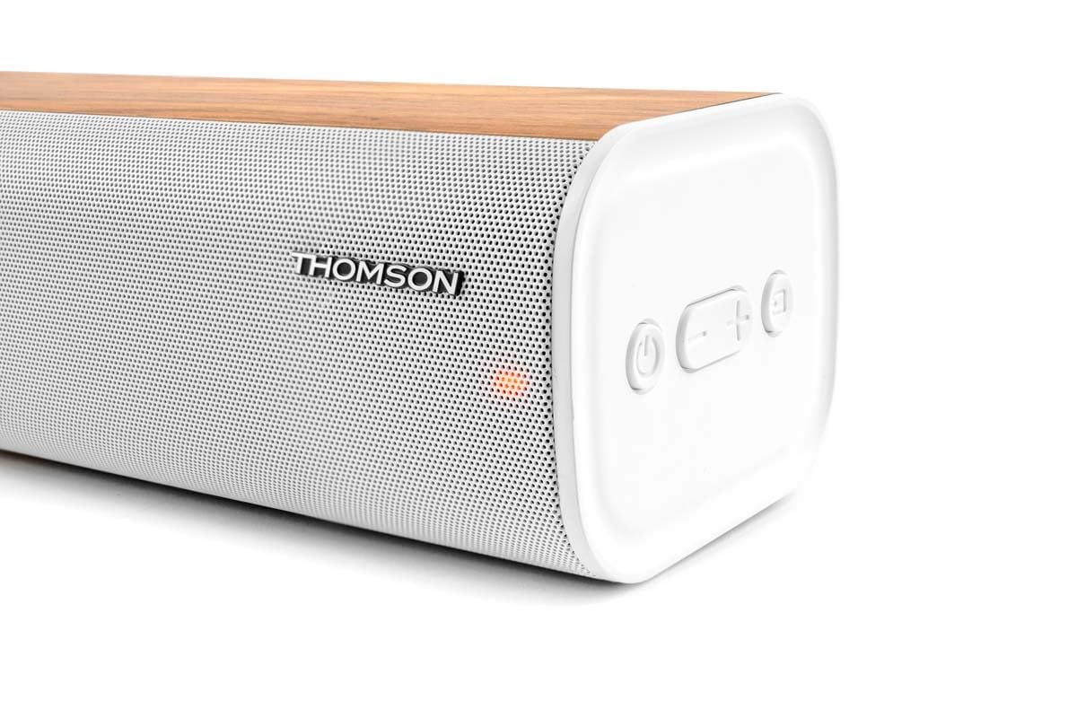 THOMSON Barra de Sonido y subwoofer inalámbricos Subwoofer inalámbrico SB400BRWS (Blanco y Madera)