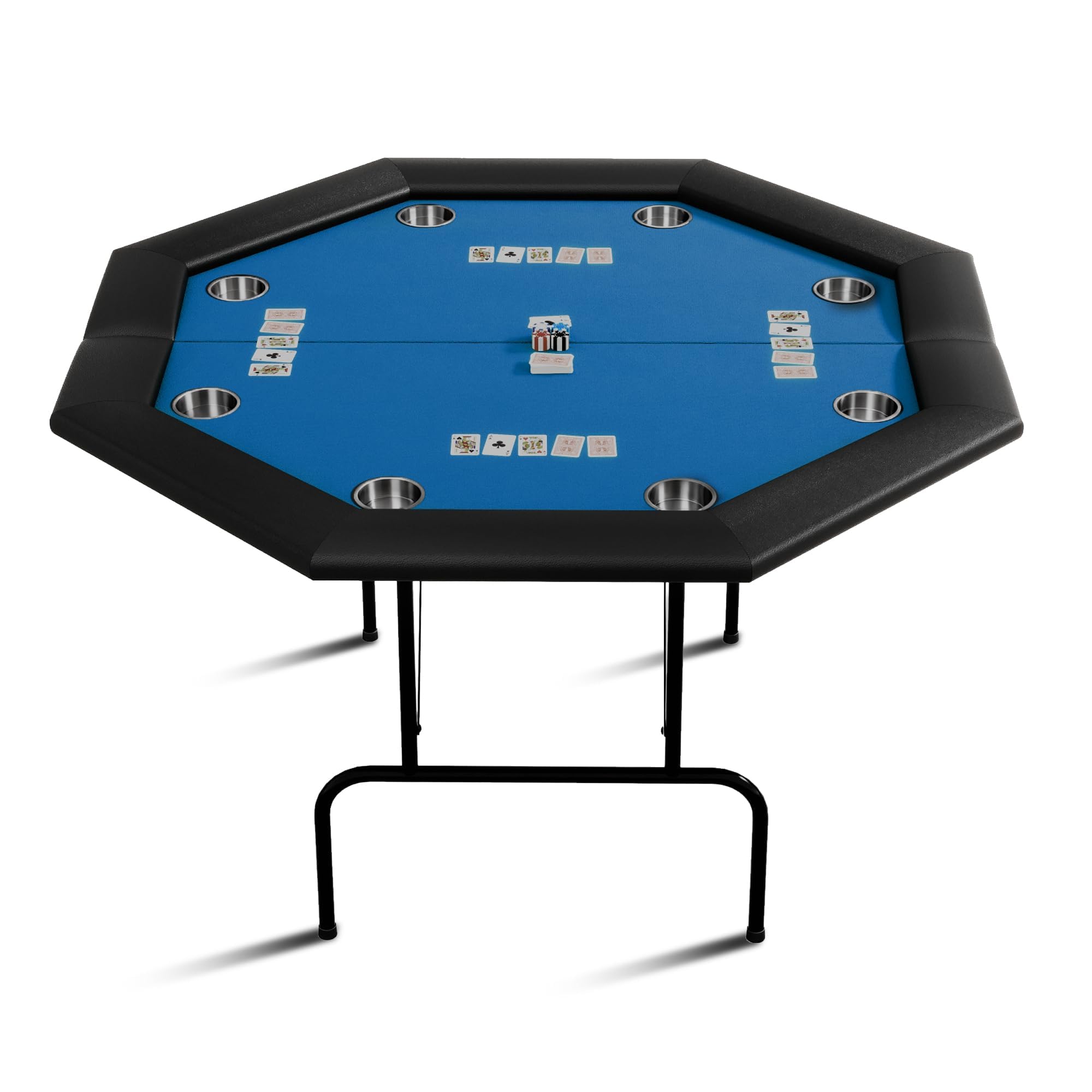 Table De Poker Pliable 120 cm Pour 8 Joueurs, Table De Casino Octogonale Pour Blackjack Et Texas Holdem, Avec Rails Rembourrés Confortables Et 8 Porte-Gobelets Intégrés, Idéale Pour Soirées Jeux, Mais