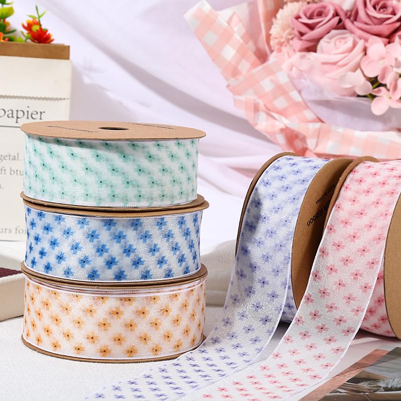 Nastro Nastro di seta 1/2 Rotolo Nastro Floreale Nastro Di Seta Chiffon for Confezioni Regalo Bouquet Di Fiori Nastro Da Imballaggio for La Lavorazione Nastro Di Chiffon Nastro Artigianale Di Organza(