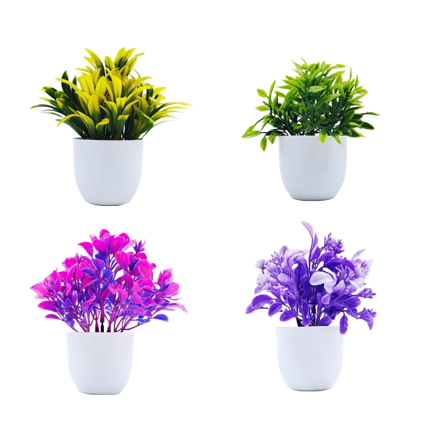 SPHINX Artificial Potted Plants, Artificial Plastic Eucalyptus Plants Small Indoor Potted Houseplants, Small Faux Plants for Home Bathroom Office Farmhouse Assorted Designs & colors - (2 Pieces)