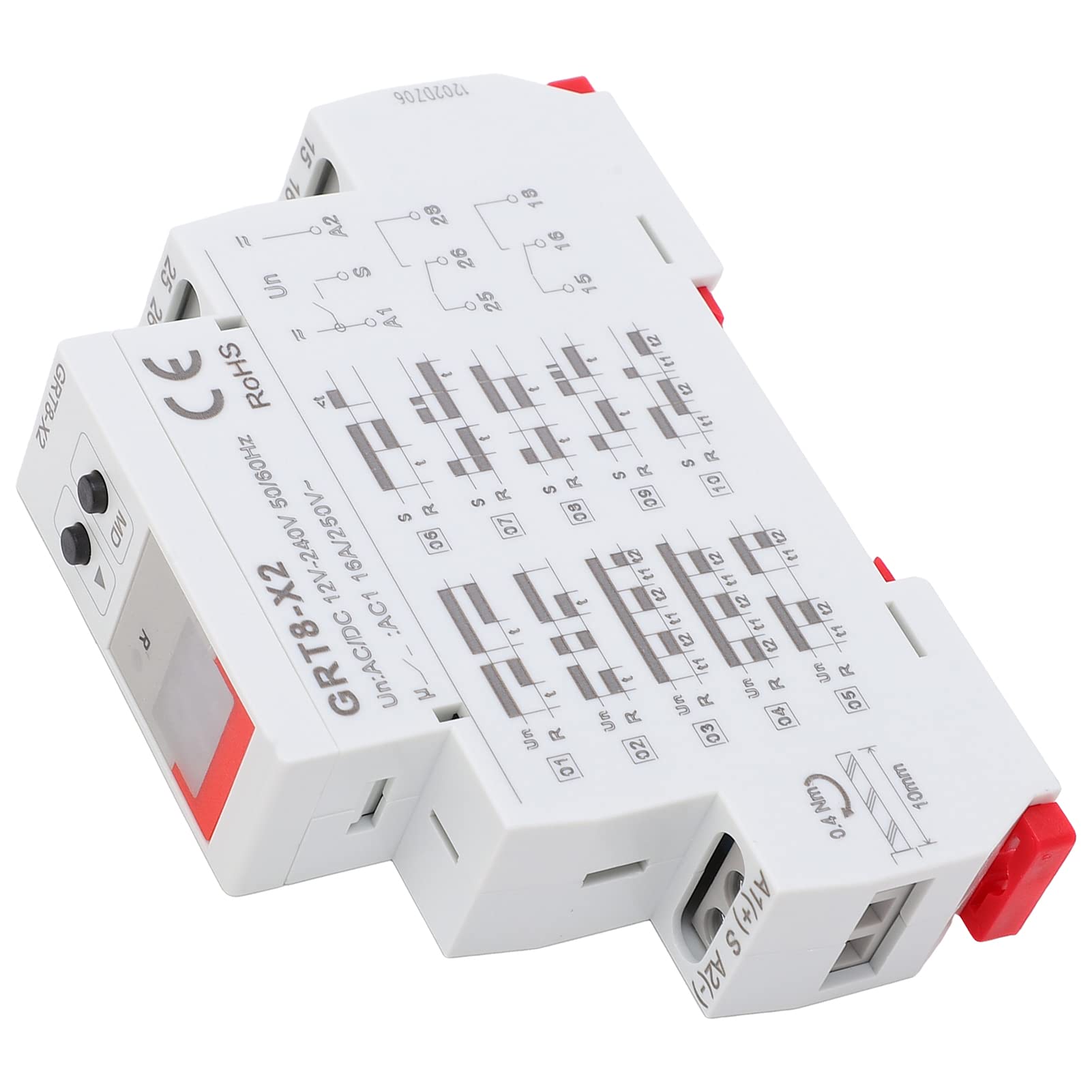 Temporizador de retardo de relé de Tiempo con Pantalla Digital y Rango de temporización Ajustable - CA 12 V - 240 V - Carcasa de ABS Retardante de Llama para Interruptor de