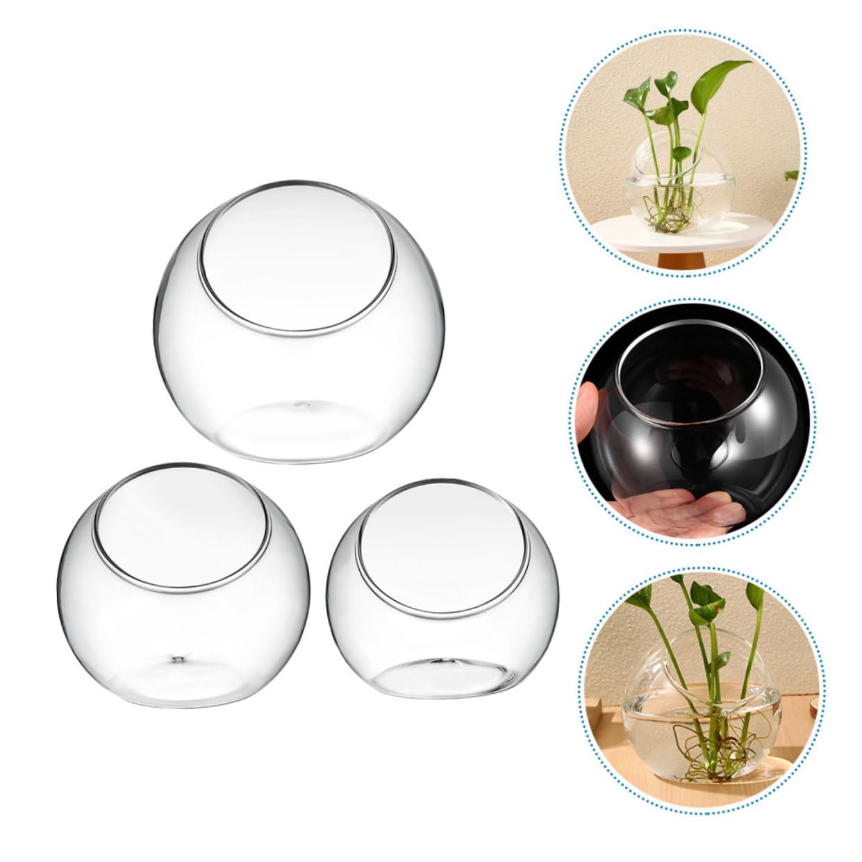 TOYANDONA Set 3 Pezzi Terrario di Vetro per Piante Grasse, Bottiglia Ecologica Trasparente Design Artistico, Contenitore per Micro Paesaggio e Decorazione Fai da Te per Interni