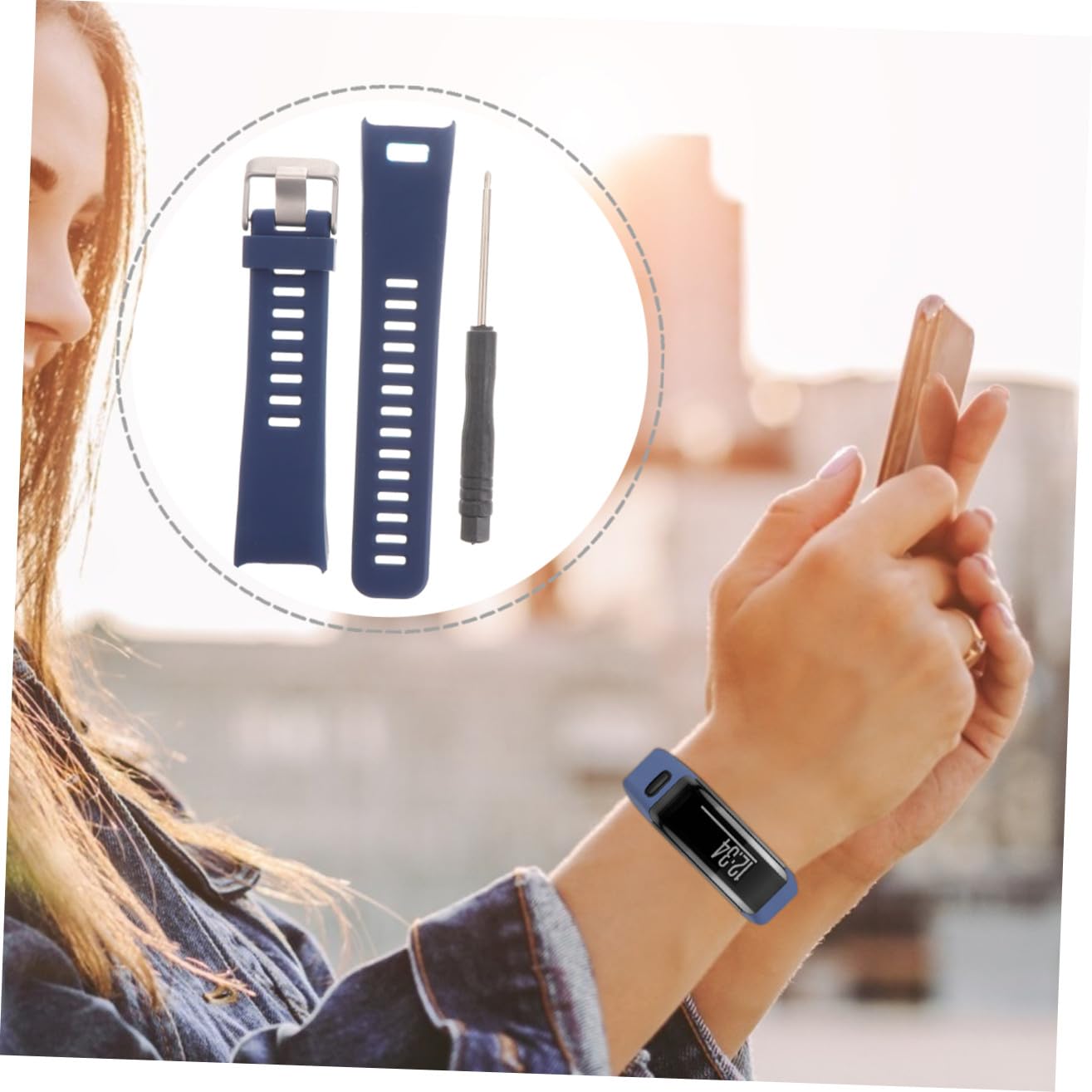 Silikon Ersatzarmband für Fitness Tracker HR Weiches Komfortables Sport Uhrenarmband mit Schnellverschluss Atmungsaktiv Langlebig Kompatibel mit HR Fitness Tracker Midnight Blau