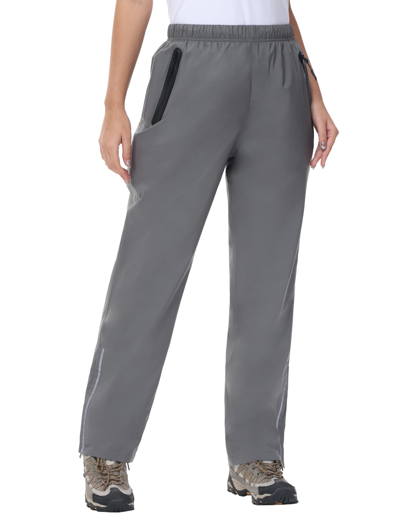 MOCOLY Reflektierende Fahrrad Regenhose Damen Überziehhose wasserdichte Matschhose Leichte Atmungsaktive Wanderhose Wasserdicht Hose für Outdoor Trekking und zum Angeln