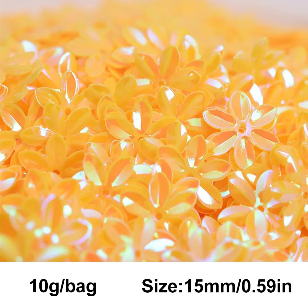 jweemax 10g 15mm Flower Sequins for Crafts, Sparkling Sequin Paillettes Loose Sequin Beads Glitter Flower Confetti Sequins for DIY Embroidery, Embellishments, Doll Clothes, or Party Decoration