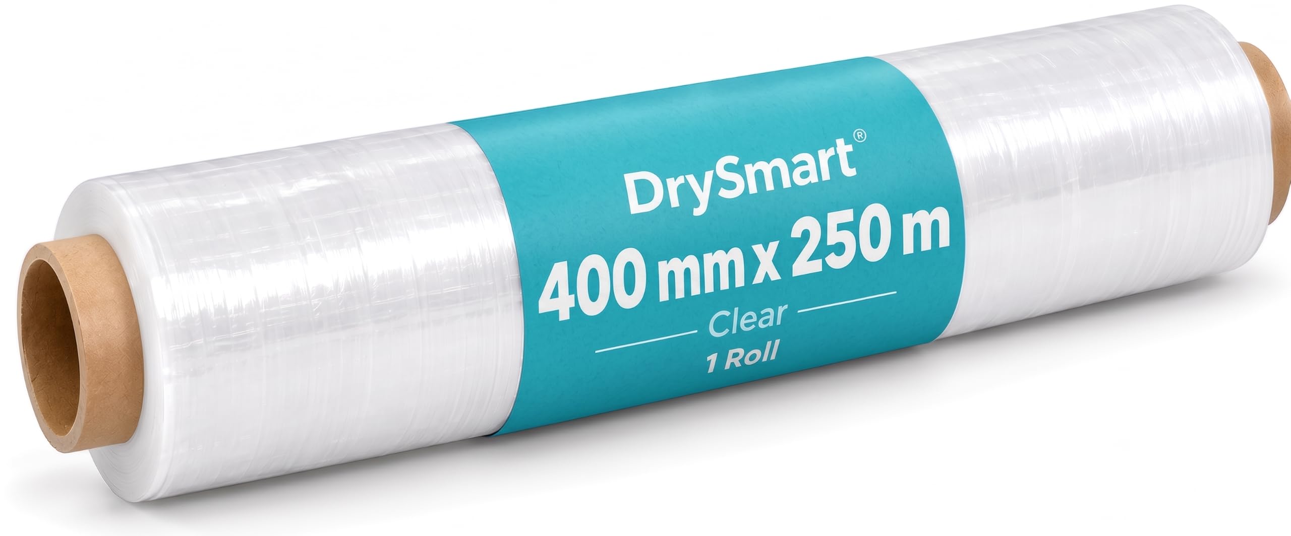 DrySmart Heavy Duty Shrink Wrap Rolls | Clear Pallet Wrap 400mm x 250m | Tear Resistant, Water & Moisture Proof Cling Film for Packing, Furniture & Moving House Essentials (1 Roll)