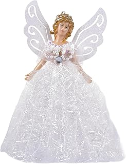 Fairy Angel Ornaments Christmas Tree Topper 22CM, Fabric Angel Pendant Doll Christmas Tree Decoration with Feathe r Wings, Handmade Fairy Angel Doll - Enjoy Youselves Tree Top Angel