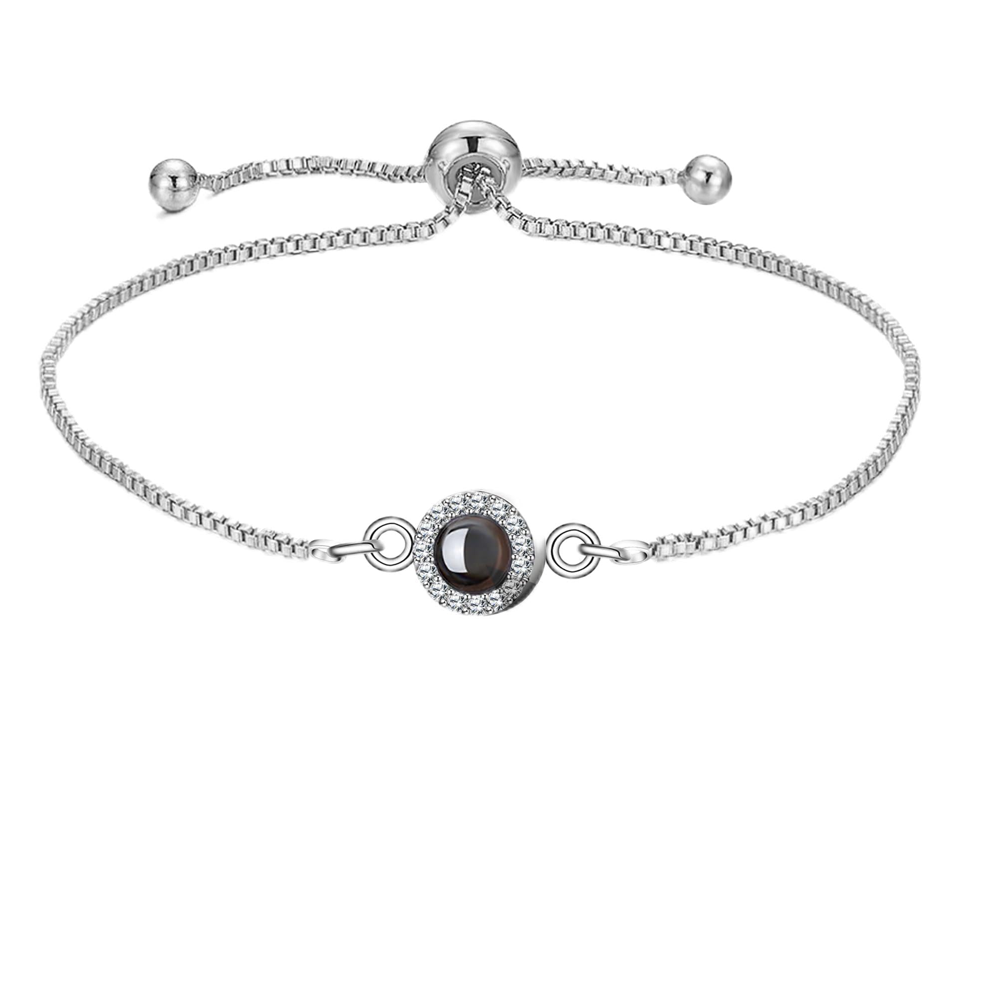 XXTONEPersonalizada Foto Proyección Pulsera Personalizada Pulsera Con Foto Dentro Círculo Ajustable Foto Pulsera Cumpleaños Joyería Regalo para Mujeres Hombres Amigo