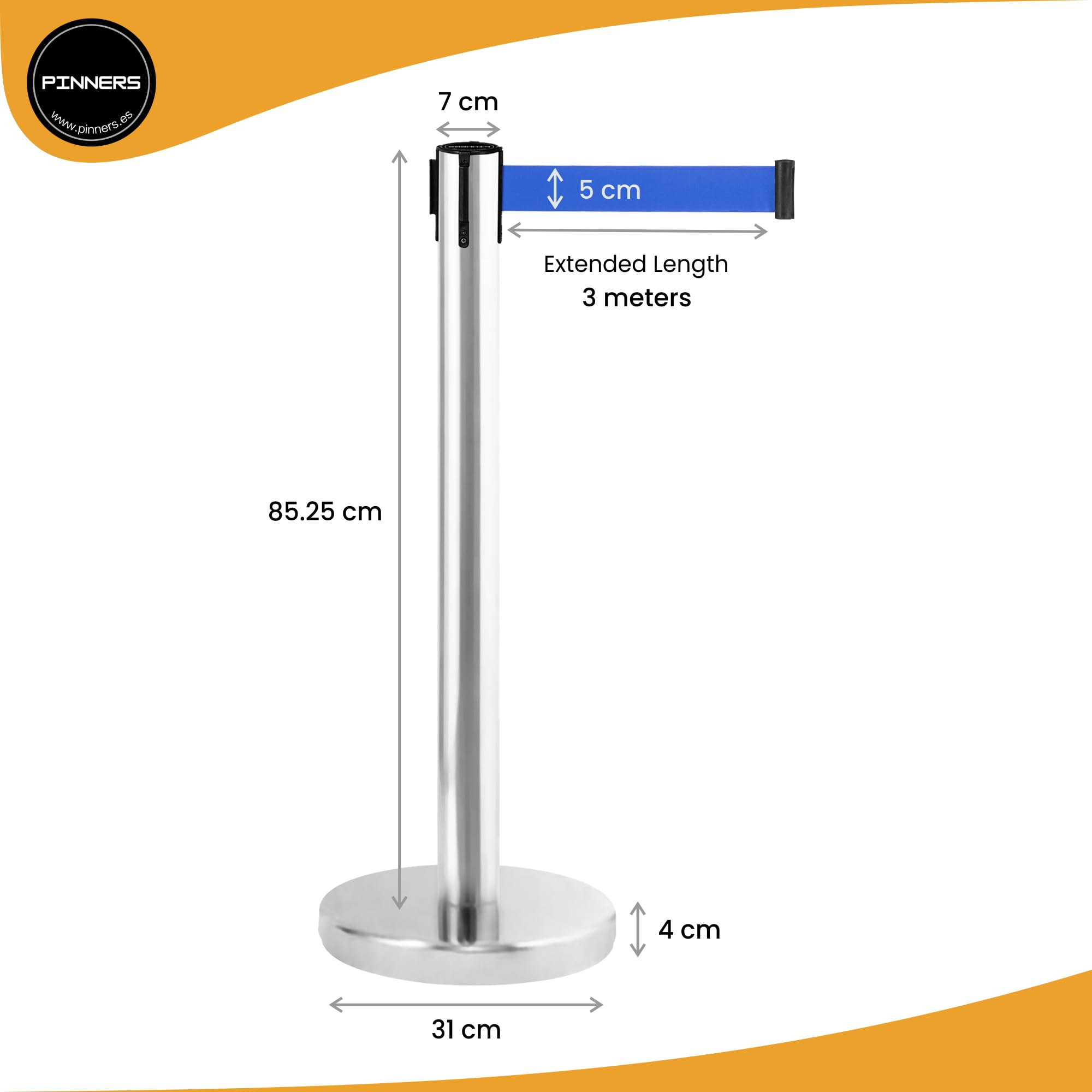 Poste Separador Cinta Extensible 3 metros (2uds) Barrera Delimitadora Prohibido el Paso