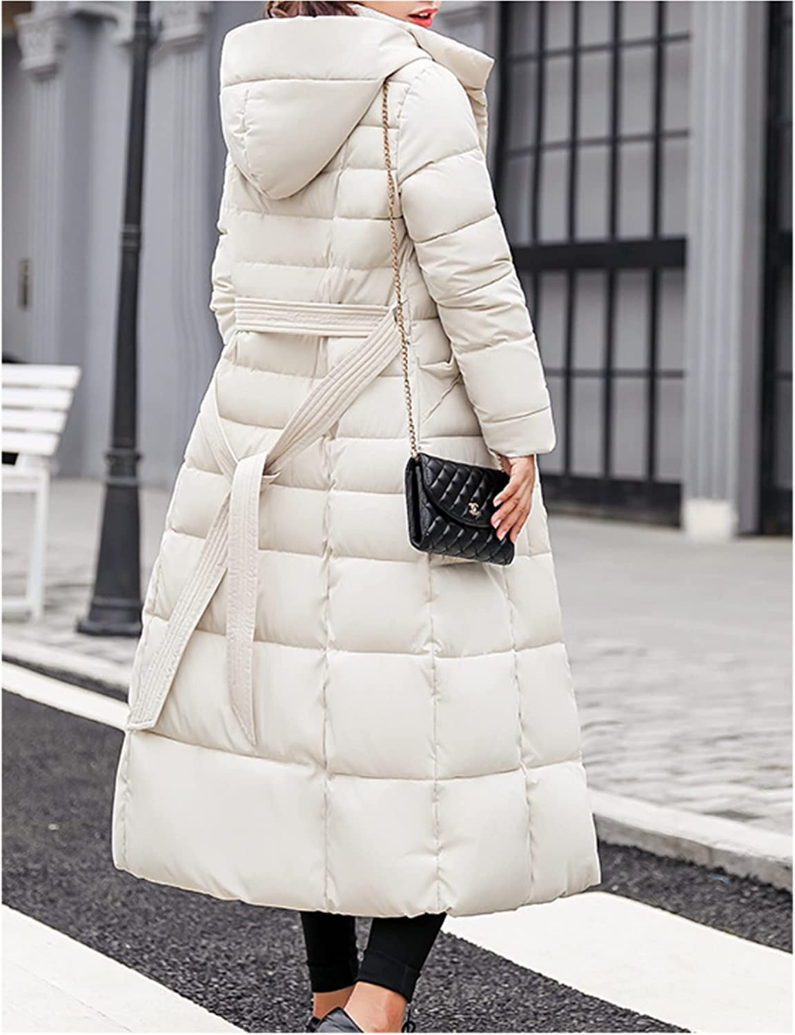 Manteau d'hiver à Capuche pour Femmes Manteau matelassé en Fausse Fourrure d'hiver à Capuche pour Femmes Long doublé en Duvet Manteau d'hiver à Capuche élégant Manteau à Capuche