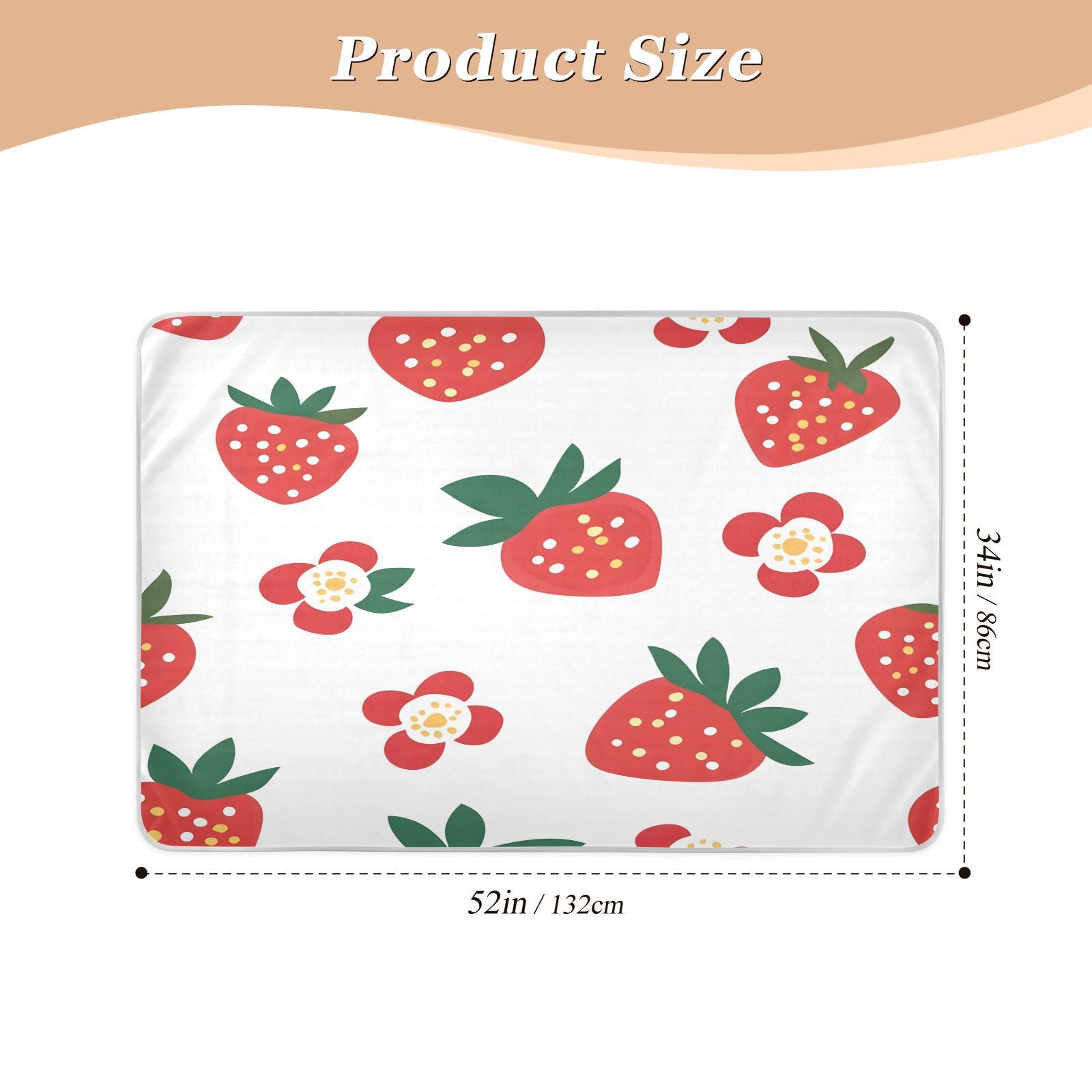 BOESI Doodle Strawberry and Flower Pattern Waterproof Pads for Bedwetting and Incontinence, Reusable Pads, Reusable Diaper Pads for Bed, Sofa, Travel