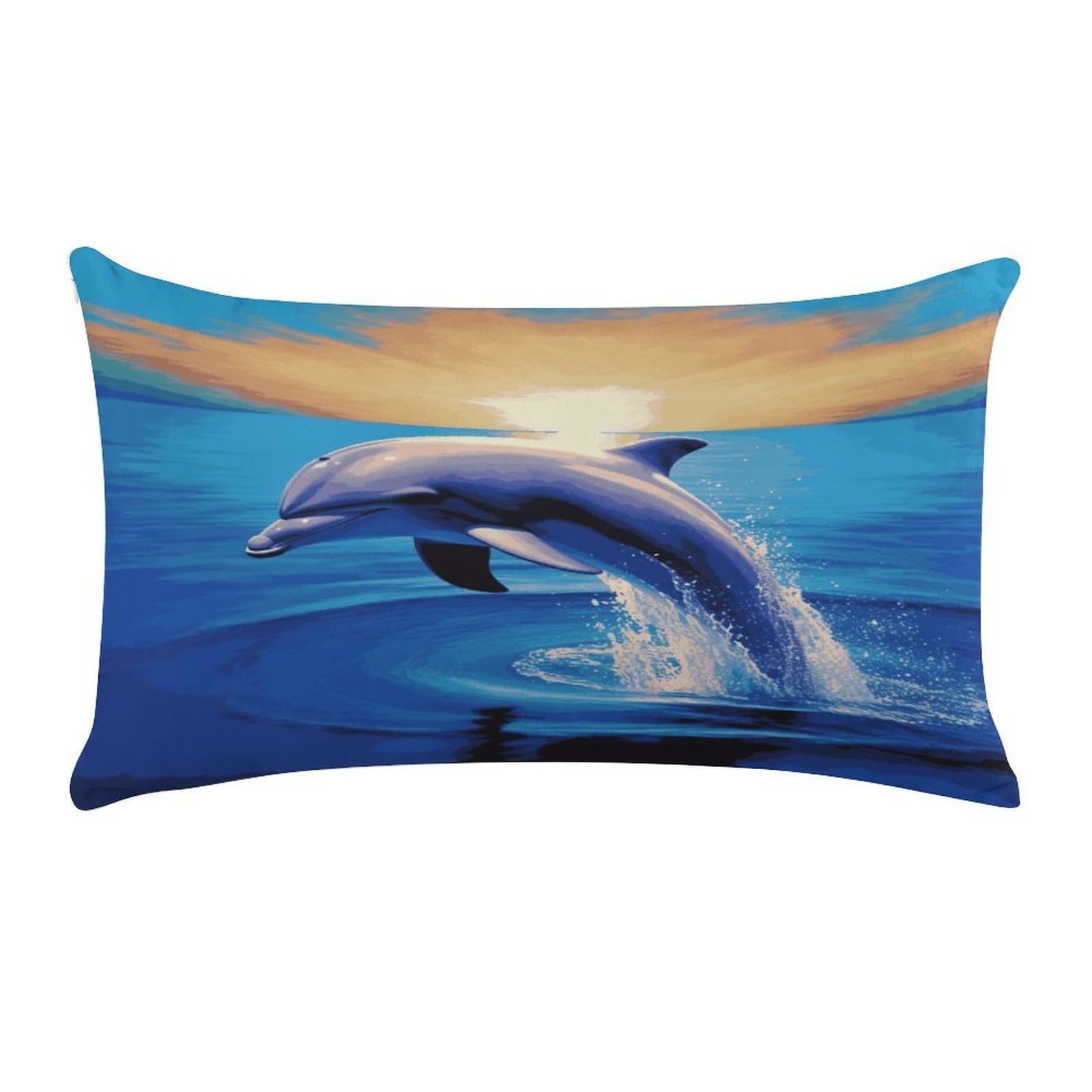Elegant Dolphin Pillow Cover Super Soft Pillowcase Luxury Cozy Fuzzy Velvet Pillow Shams Breathable Standard Pillow Cases with Zipper Wrinkle-Free Pillow Cover 12 "×20 "