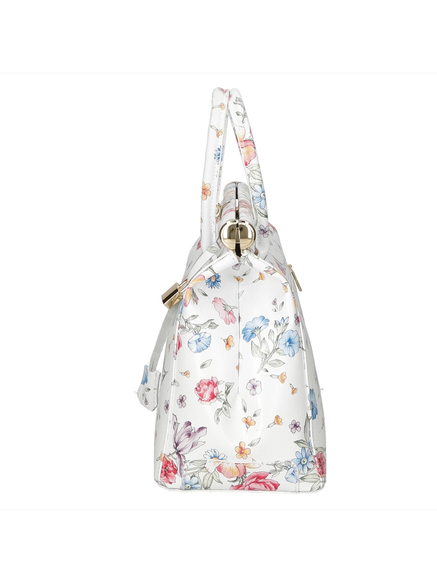 Gave Lux Bolso de Mano Mujer Piel Dólar Blanco Estampado Flores - Artesanal Made in Italy Bianco UNIQUE