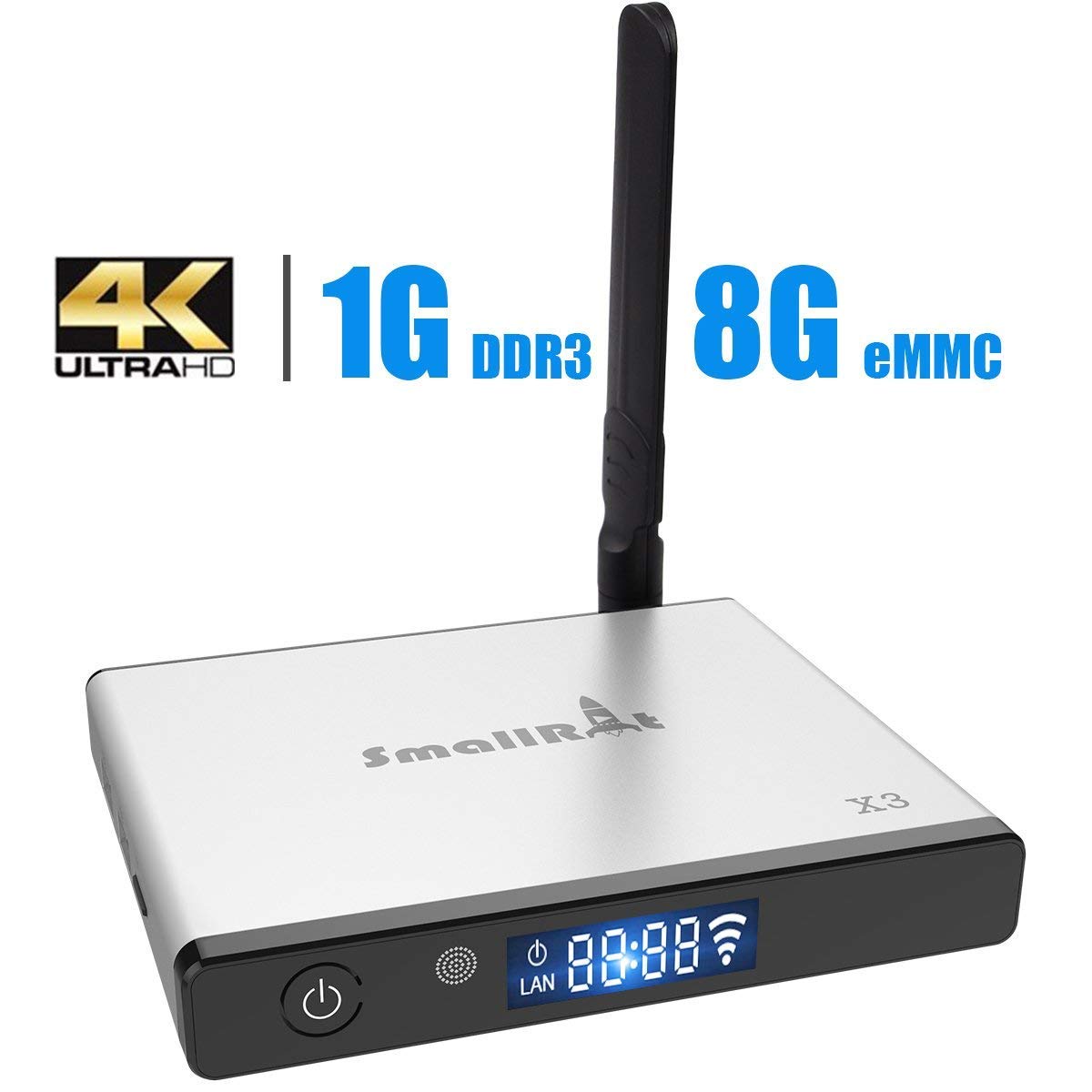 SMALLRT Android 6.0 TV BOX, X3 Amlogic S905X Quad Core 4K HD Smart TV Box with LED Display Signal Enhancement Antenna