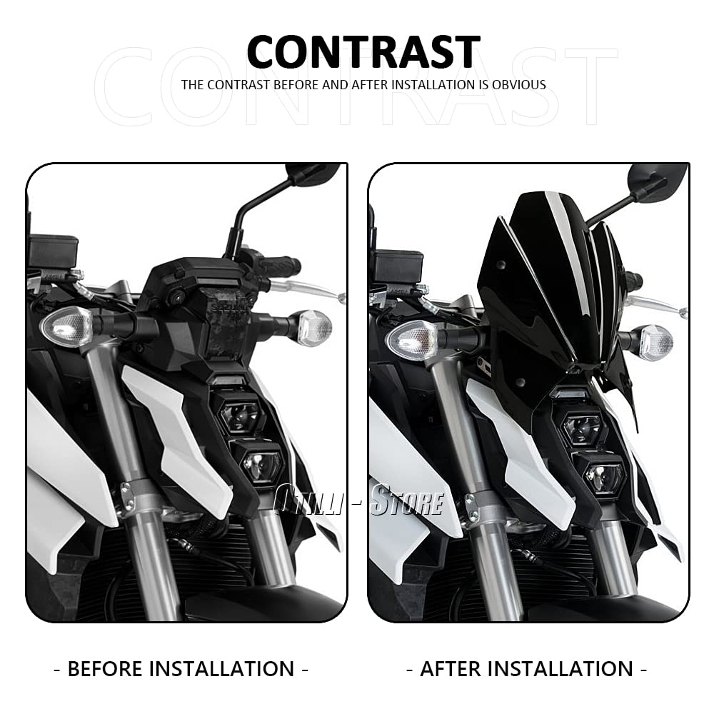 Parabrisas para Suzuki GSX-S1000 GSX-S950 2021 2022 2023 GSXS950 GSXS1000 GSXS GSX-S 950 1000 motocicleta Pare-brise deflectores de viento (negro)