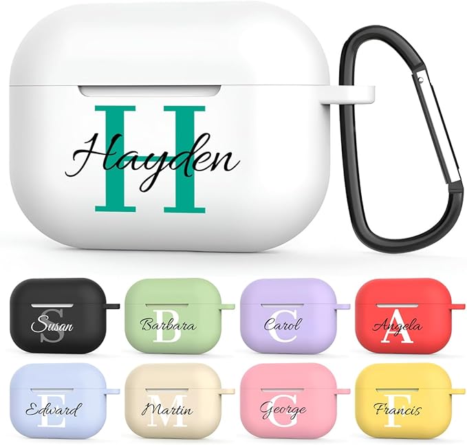 Custom Personalized Name for AirPods Pro Case,Customized Text for AirPod Pro 1st Generation Case Soft TPU Protective Case with Keychain (Airpods Pro Case)