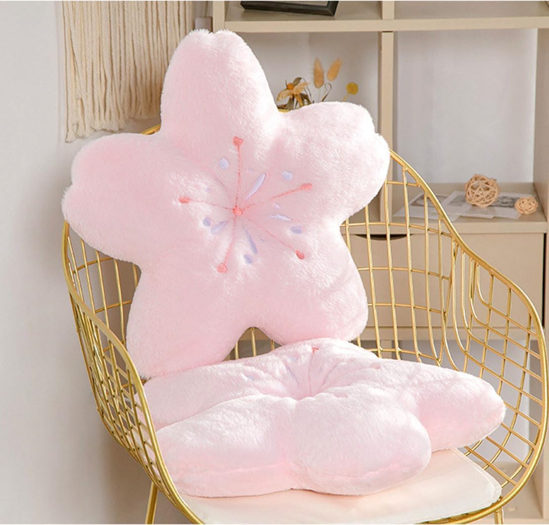 Soft teddy velvet Five star flower cushion Four-leaf clover cushion Sofa Bedroom living Room cushion cover -17 inches (light pink)