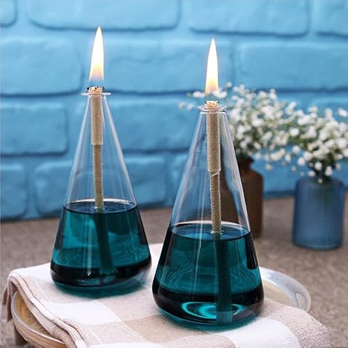 Miniatura 5 de Romántica lámpara de aceite de cristal cono decoración mesa de comedor accesorio de vidrio pirámide lámpara de queroseno lámpara de cristal