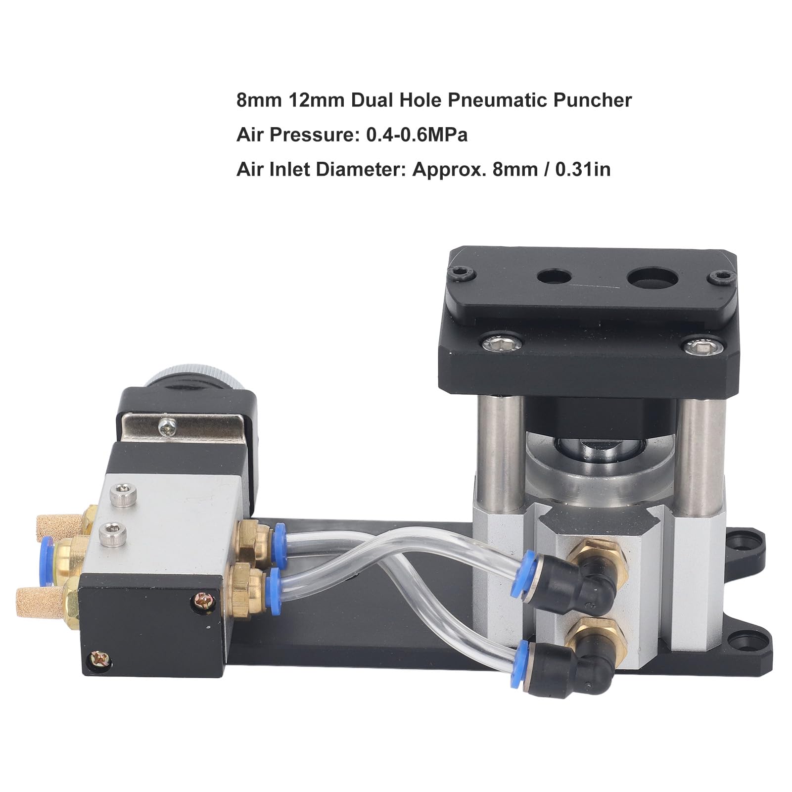 Punzonatrice a 2 fori, Perforatrice pneumatica per bordare i bordi, Attrezzo per punzonatura ad aria, Lega di alluminio, Apertura da 8 mm a 12 mm, per fai da te, Progetti