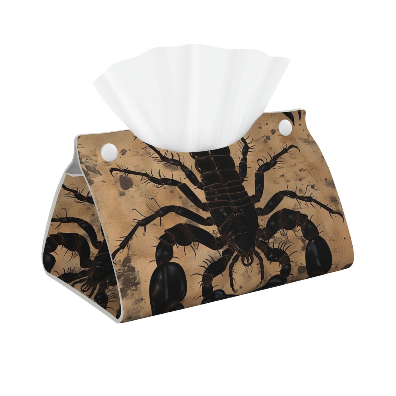 Scorpion Print Tissue Box Cover Foldable Tissue Storage Box Leather Tissue Cube Box Holder for Living Room Bedroom Office Car Home Decor