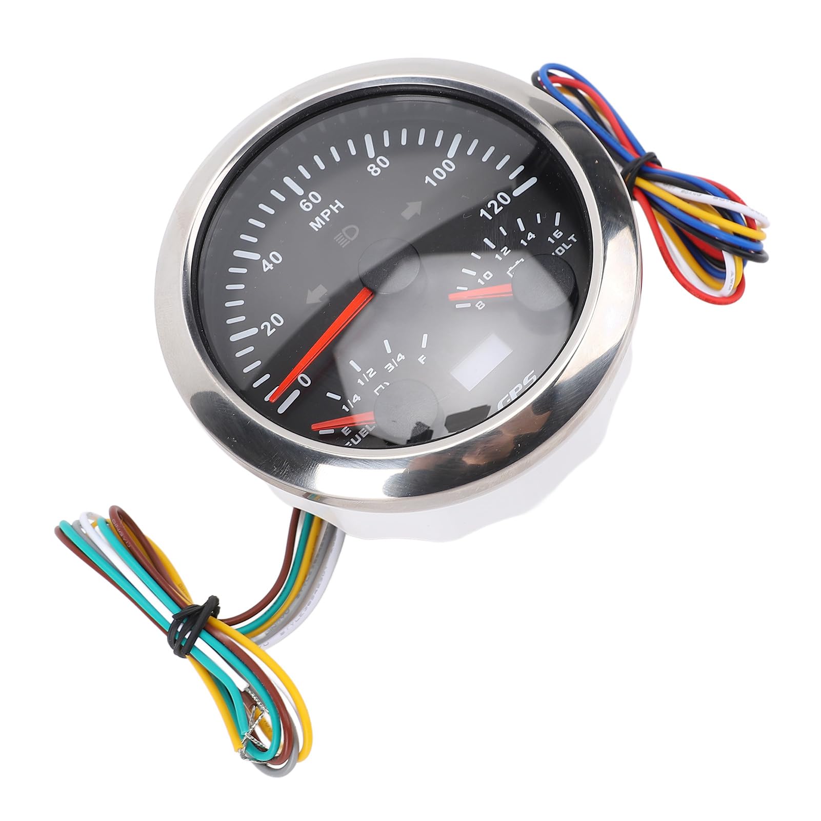 Prędkościomierz GPS Przebieg dla Ciężarówki RV 120MPH 85mm Wskaźnik 3 w 1 7 Kolorów Podświetlenia Dotyczy Wszystkich Samochodów, Motocykli, łodzi (Czarna tarcza, srebrna ramka CX8307)