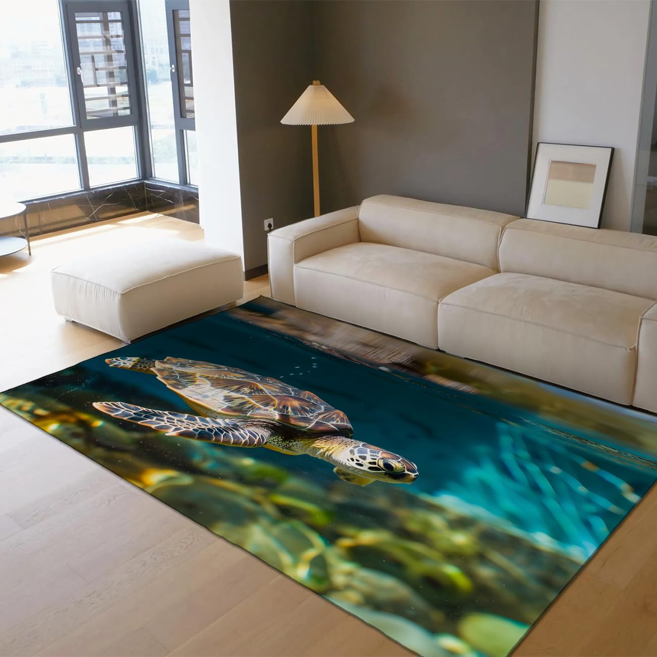 120x160cm Teppich Meeresschildkröte Türkises Meer Waschbar