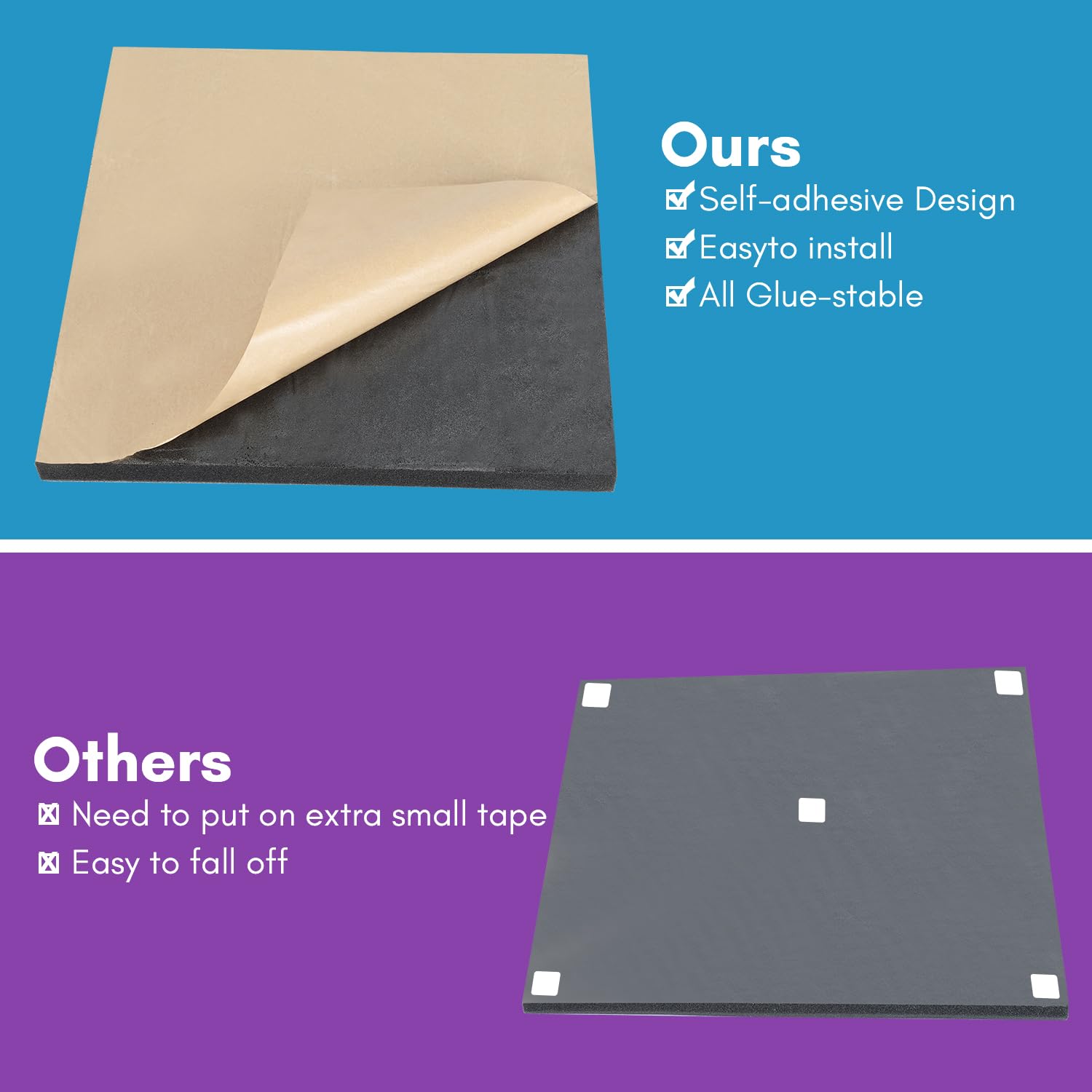 Sonnewelt Espuma acústica autoadhesiva, 48 unidades, 5 x 30 x 30 cm, 3D de alta densidad, absorción de sonido, azulejos de eco, reducen el aislamiento acústico para estudios de grabación, oficina,