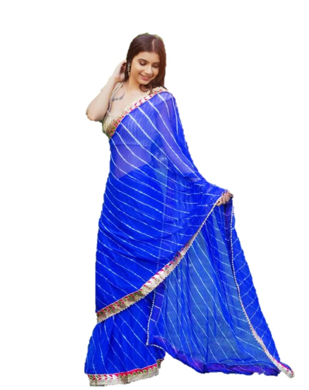pk hub Women's Leheriya Chiffon Saree-picture-58