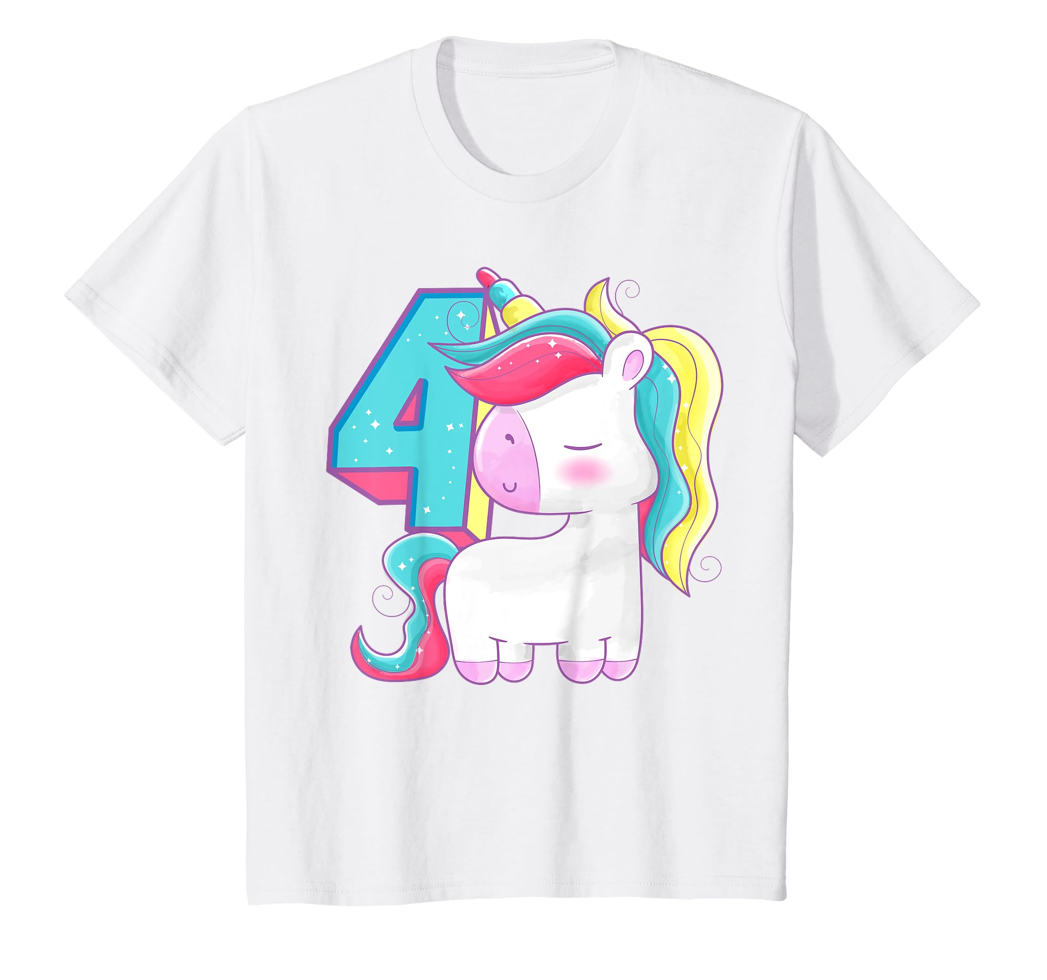Camiseta de cumpleaños de unicornio Niños Unicornio de 4º cumpleaños para niñas de 4 años Camiseta