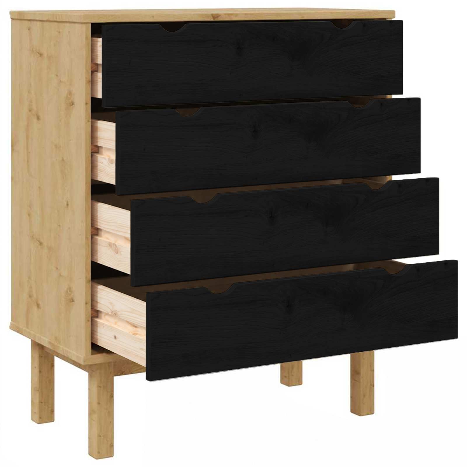 vidaXL Komoda z szufladami z szufladą OTTA Czarny 76,5 x 39,5 x 90 cm