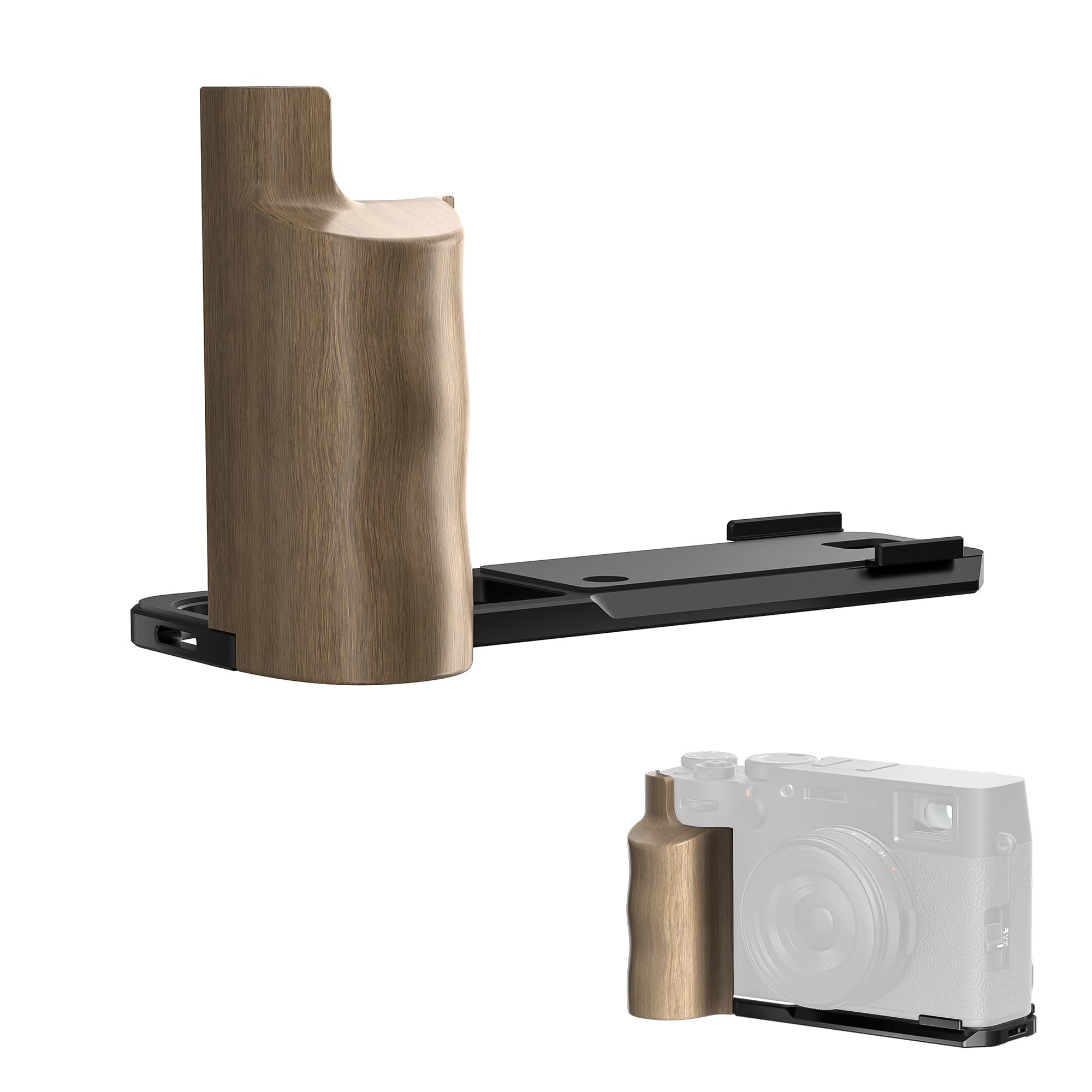 FREEWELL Premium Wooden L Bracket Handheld Grip with Quick Release Plate – Arca Compatible for Fuji X100VI (Black)