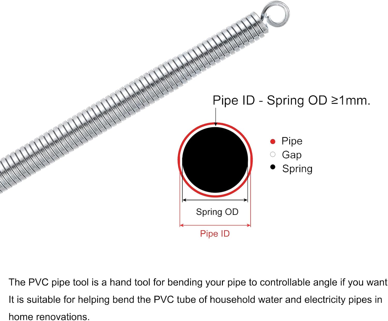 MECCANIXITY 3pcs Spring Tube Bender, OD 11.8mm/0.46" Steel Spring Pipe Bending Tubes 550mm/21.65" Long for PVC Pipe Home Renovations Electrician Wiring, Silver