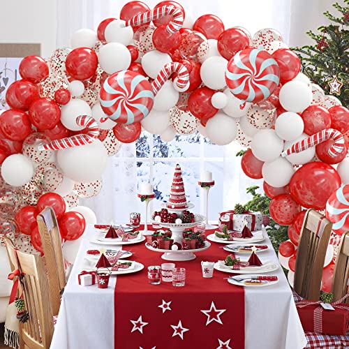 Christmas Balloon Garland Arch Kit - 118 Pieces Red White Confetti Latex Balloons With Candy Cane Balloons For Holiday Christmas Candy Themed Birthday Baby Shower Wedding Party Decorations #TOP5