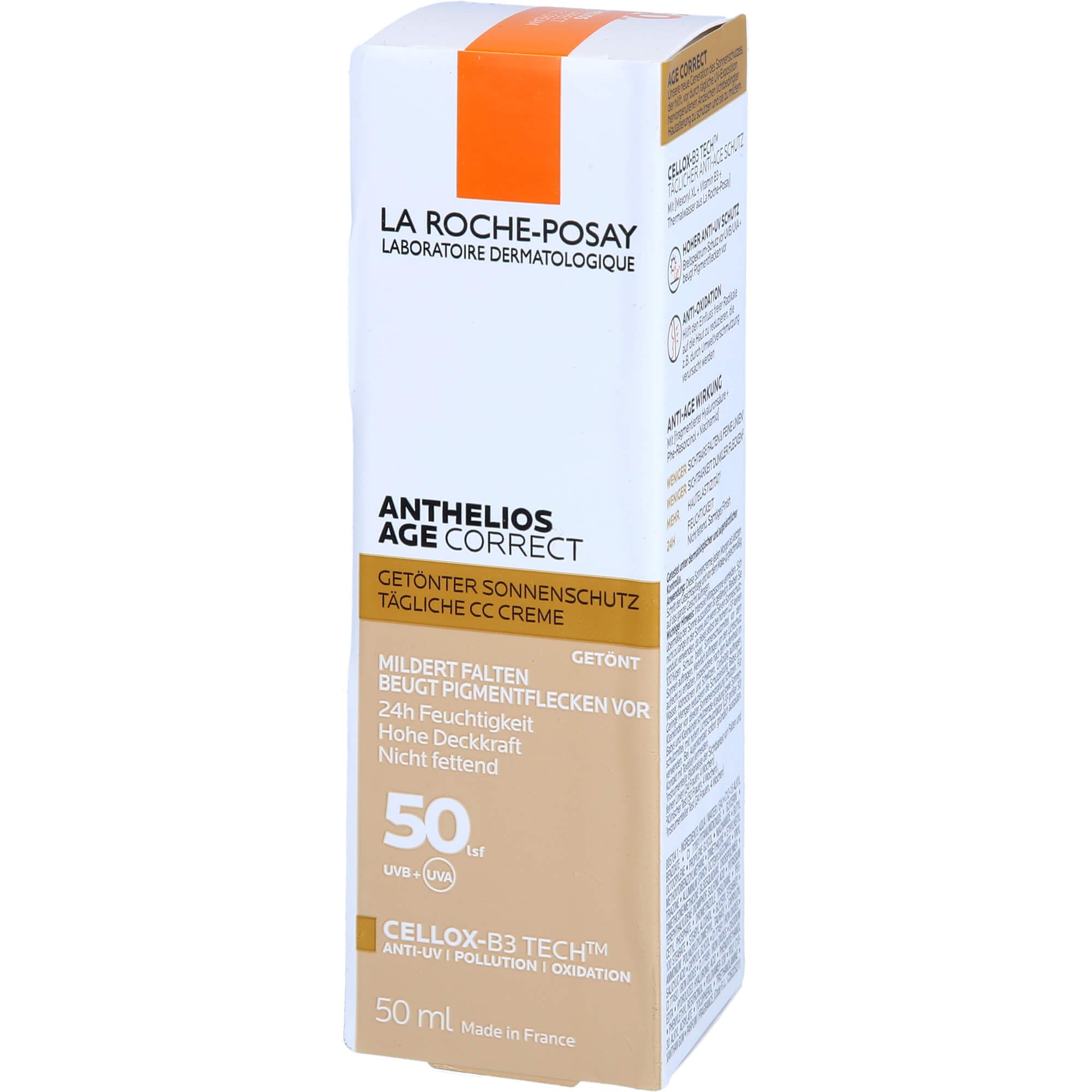 La Roche-Posay Anthelios Age Correct CC Cream SPF50 50ml – Anti-Ageing Tinted Day Sunscreen, Evens Tone & Corrects Complexion While Smoothing the Look of Wrinkles, Sensitive Skin