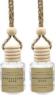 Sandalwood Rose Car Air Hanging Essential Oil, Car Air Freshener Diffuser, Long Lasting Essential Oils, Aromatherapy Vehicle Diffuser by Simplee & Co