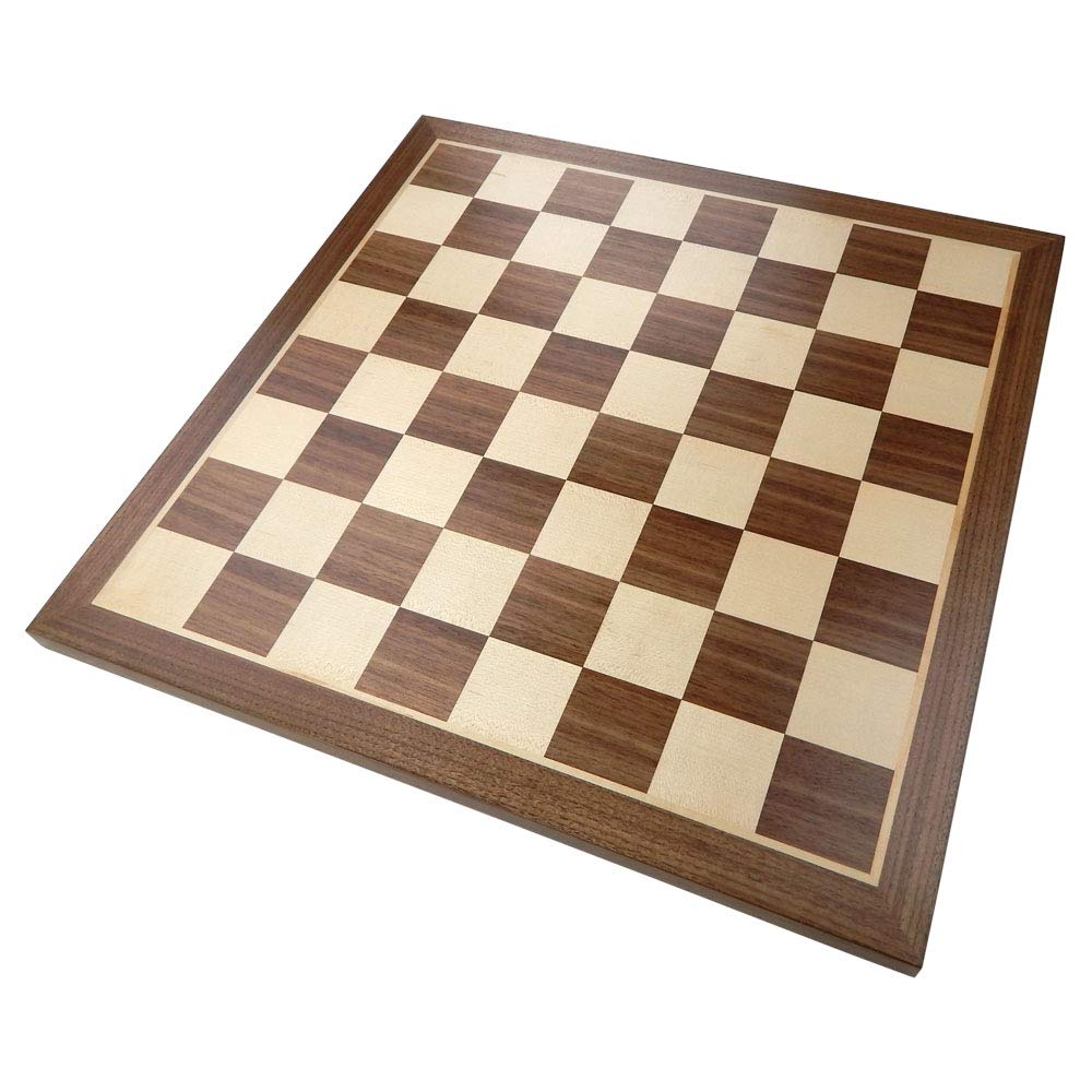 Extra Thick Chess Board with Inlaid Walnut and Maple Wood, Board Only 18 x 18 Inch brown 028672733866a