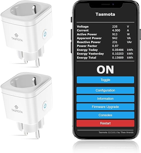 Tasmota Steckdose mit Stromzähler, EIGHTREE Alexa WLAN Smart Steckdose, Smart Home, ESP8685 mit Home Assistant, MQTT, Domoticz, OpenHAB, ioBroker,…