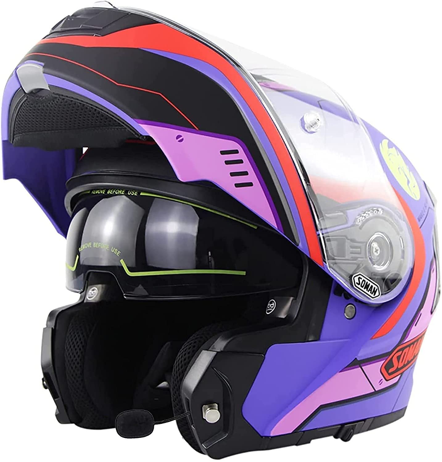 Casque de moto intégral modulable avec Bluetooth et double visière taille XXL