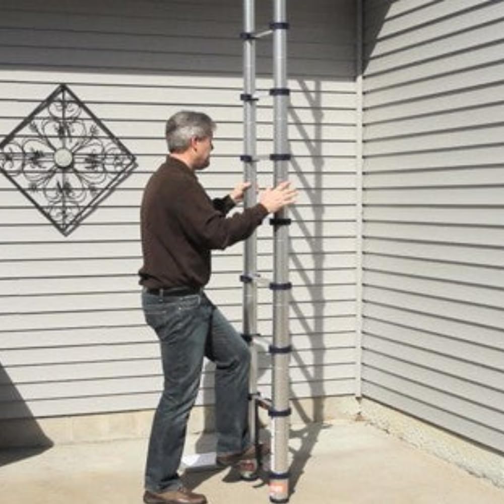 Xtend & Climb Telescoping Ladder 15.5 FT 785P+ | Professional Aluminum Extension Ladder | Heavy Duty Telescopic Ladder with Over-Molded Feet | 250 lbs Load | Portable & Compact - Includes Fiber Cloth