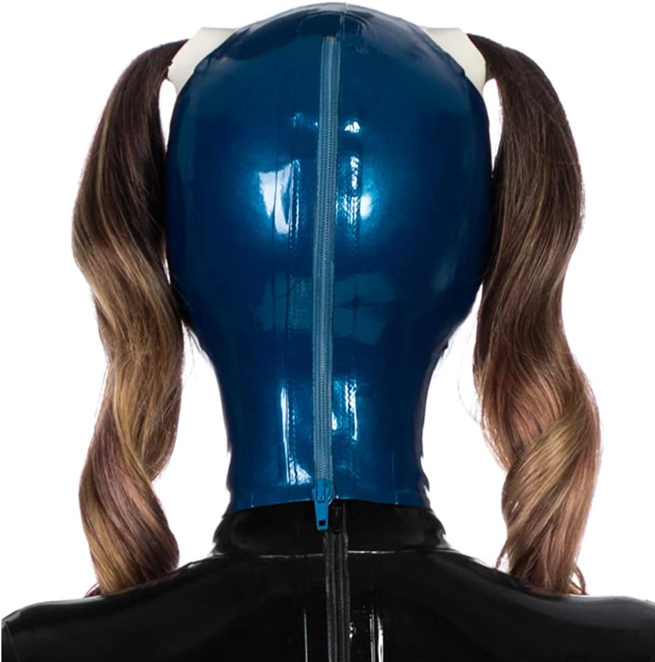 Latex Hood Mask Rubber Full Face Mask with Double Holed Ponytail Party Customized Latex Mask