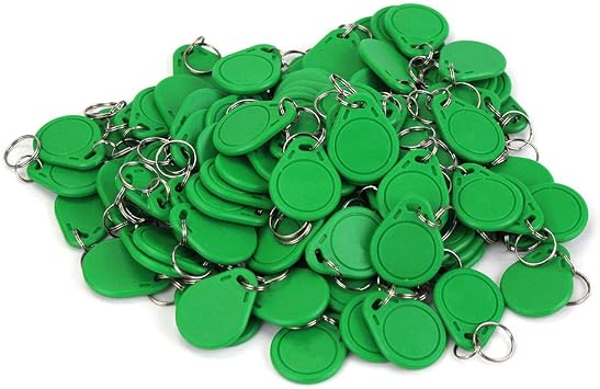 Pack of 100 Waterproof ABS 13.56MHz ISO14443A MF Classic 1K NFC RFID Token,RFID Keyfob,RFID Tag Green