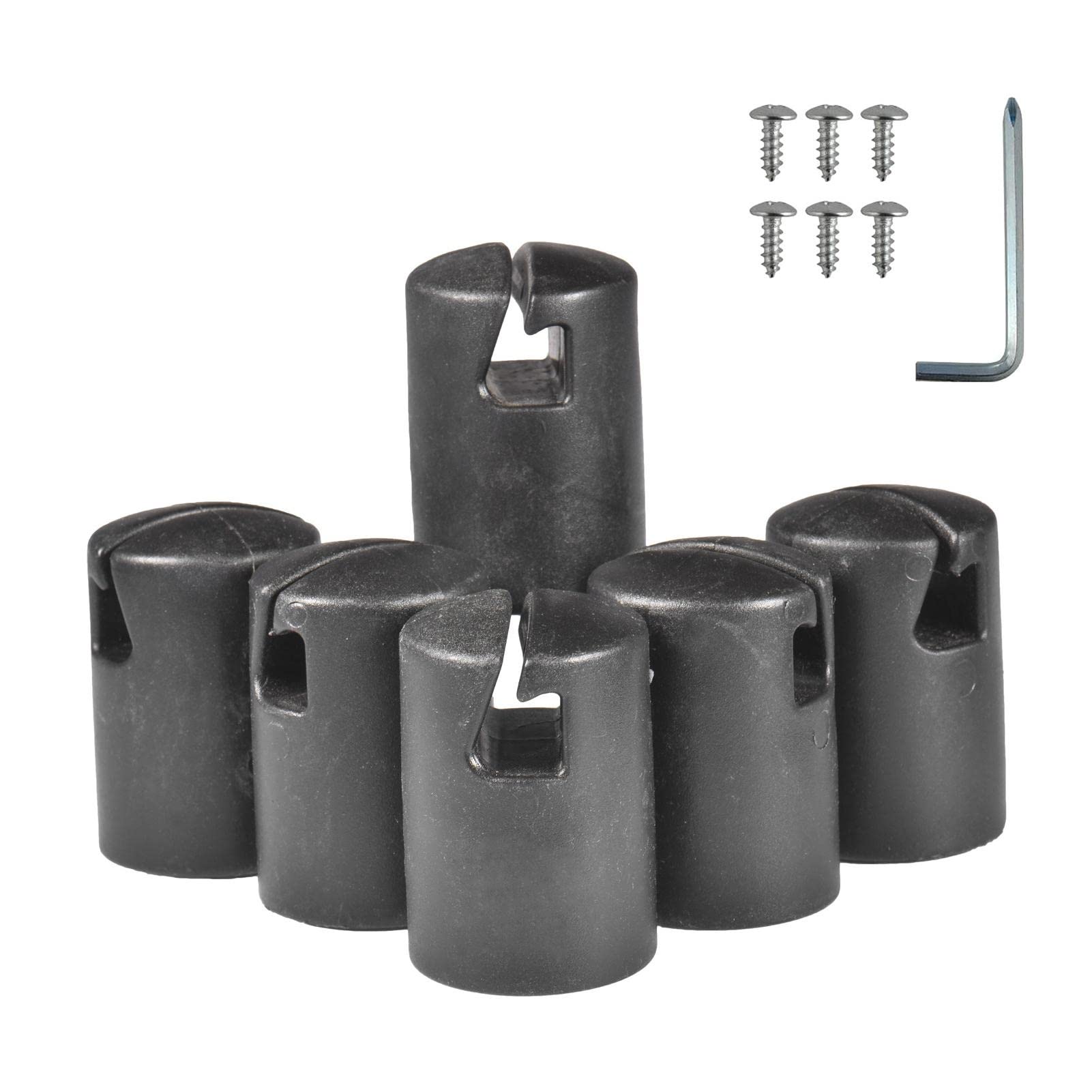Gereton 6 Trampoline Enclosure Caps, Trampoline, Trampoline End Caps, Fits 1.26" /32mm Trampoline Fence Poles, Thickened And, Black