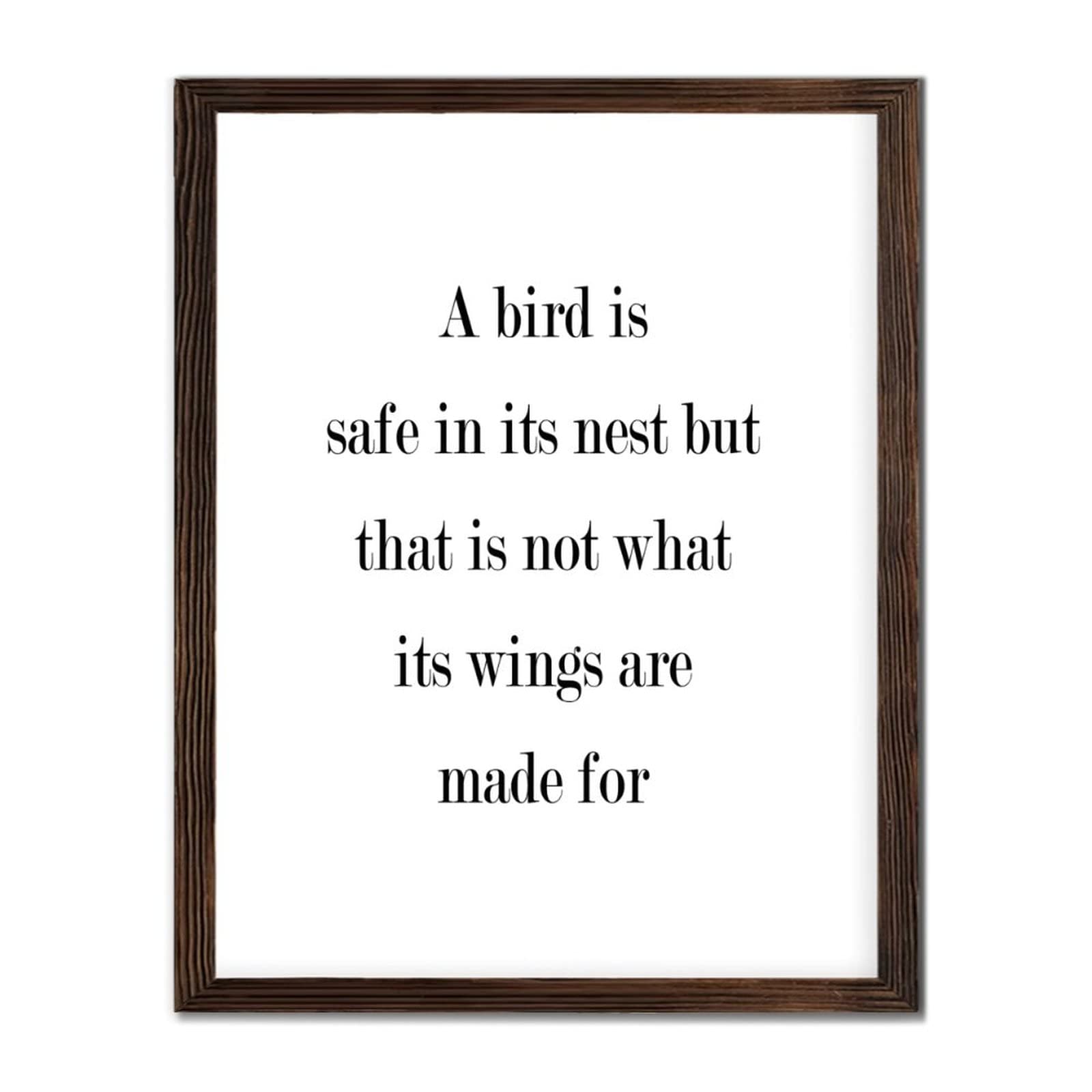 Placa de madera enmarcada con frases motivacionales, letrero de madera con texto en inglés ''A Bird Is Safe in Its Nest'', letrero artístico de pared rústica para sala de estar, dormitorio, regalo de