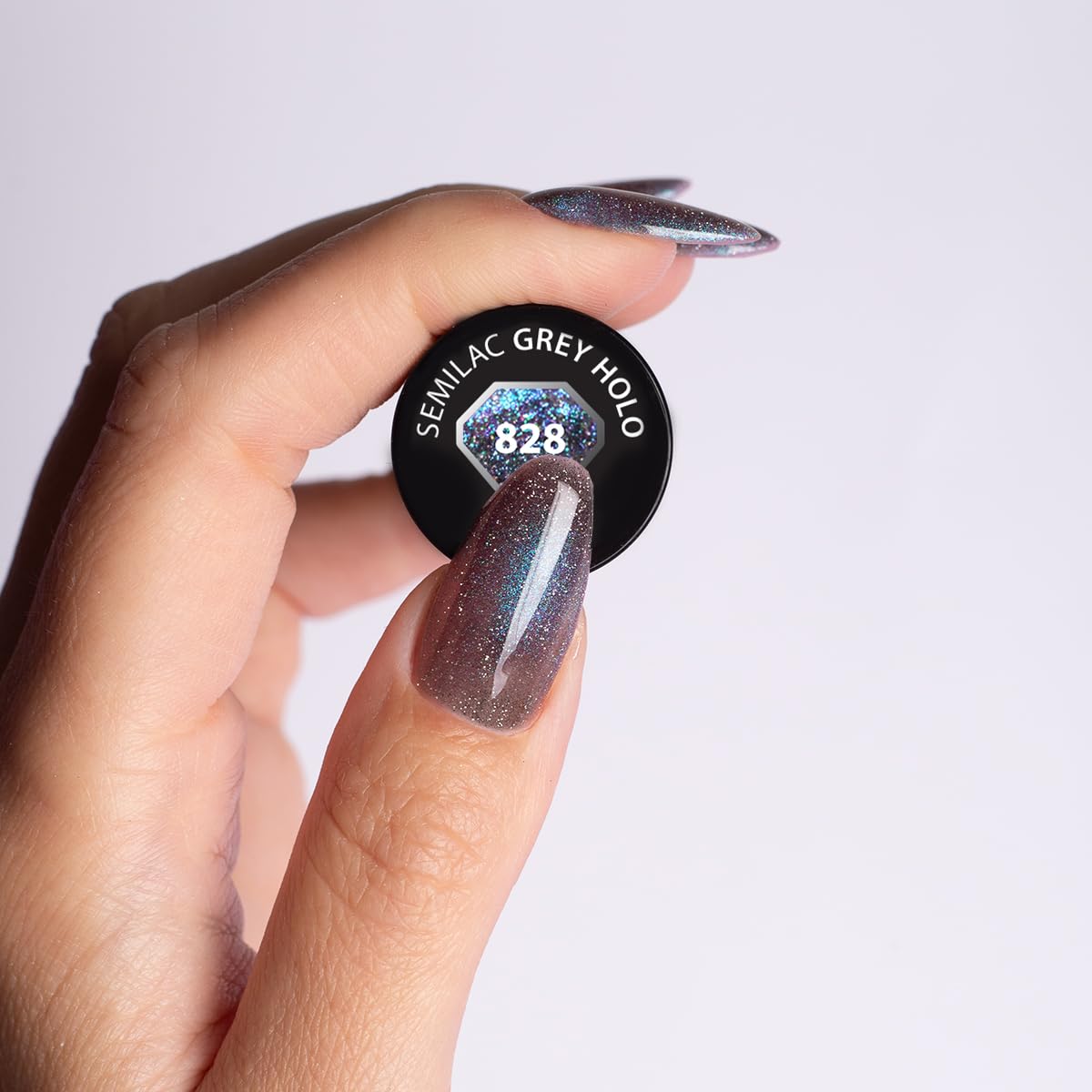 Semilac Lakier Hybrydowy Grafitowy Cat Eye Kocie Oko 828 Grey Holo 7ml