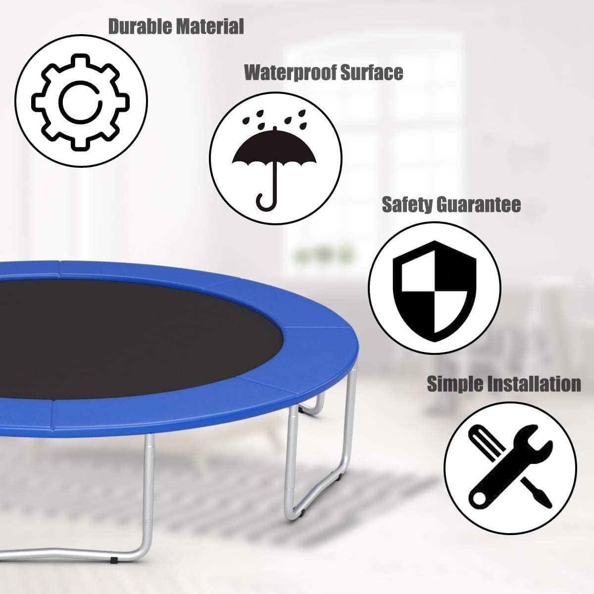 TFG - Ttfd Trampoline Spring Pad Trampoline Cover Trampoline Replacement Pad Trampoline Accessory Spring Cover, Blue Household(6ft)