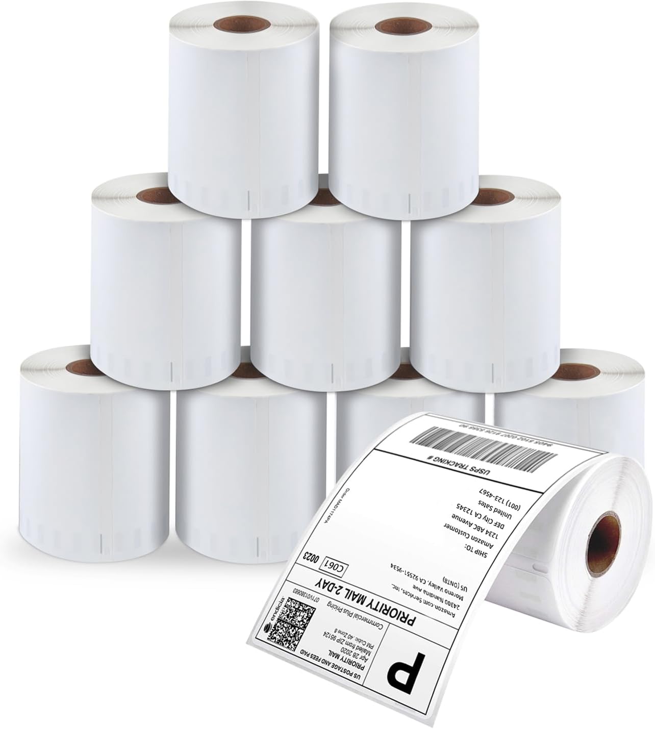 4" x 6" Direct Thermal Labels, 2500 Labels/10 Rolls(250 Labels per Roll), White Perforated Shipping Labels Compatible with Dymo 4XL, Rollo & Zebra Desktop Printers