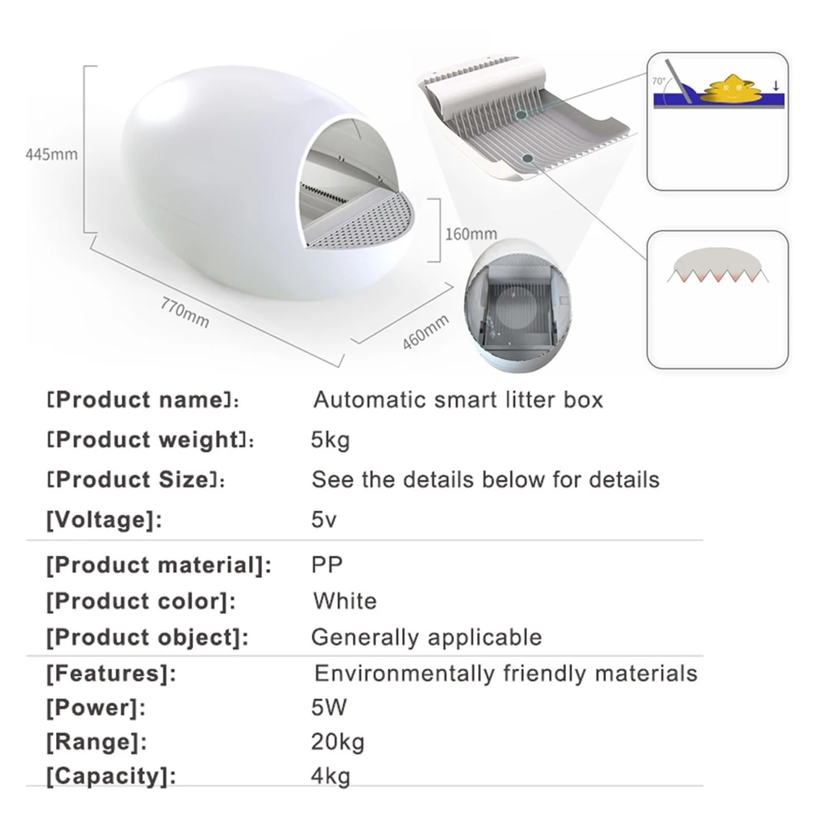 Intelligent Fully Automatic Cat Toilet Anti-splash Eggs Cats Litter Box Electric Cleaning House Sand Tray with Shovel(Blue)